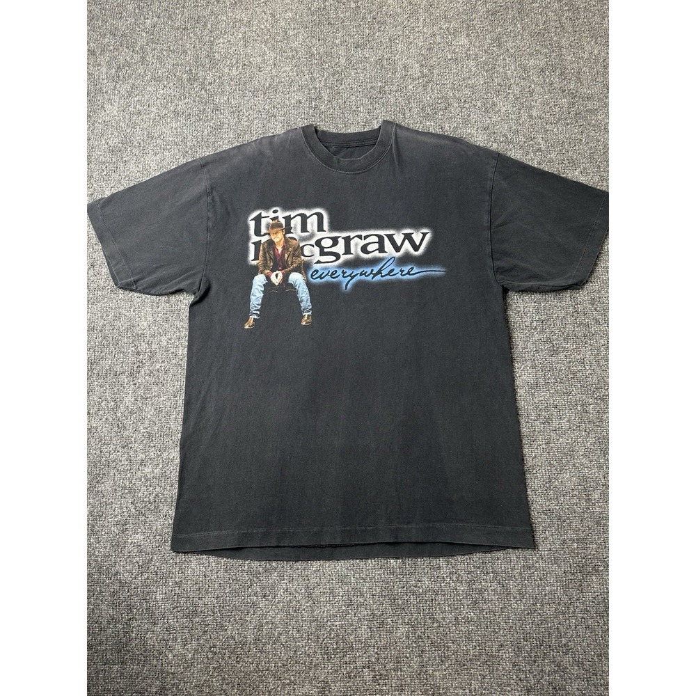 Mens T Shirt Tim McGraw Tour 1997 Black Graphic Country Music, Size XL
